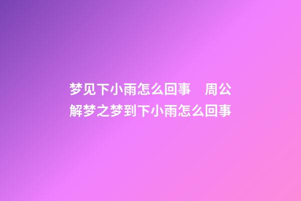 梦见下小雨怎么回事　周公解梦之梦到下小雨怎么回事
